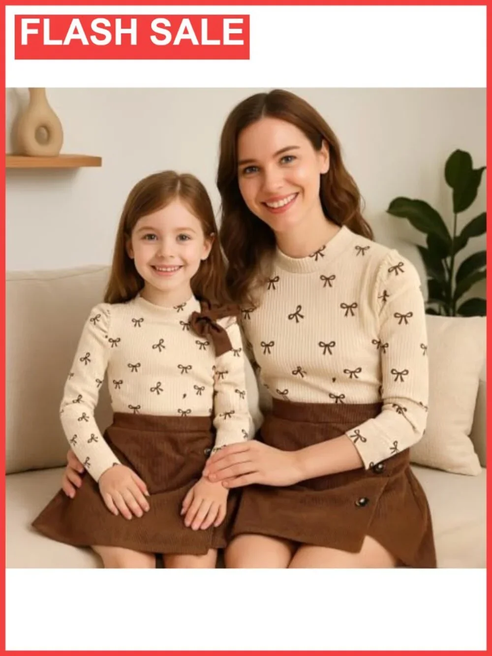 Toddler Girl 2-Piece Outfit Cotton Ribbed Bow Sweatshirt Button Skirt Set
